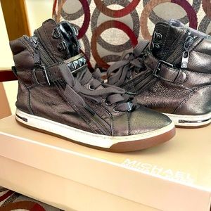 MICHAEL michael kors metallic lace up high top sneakers